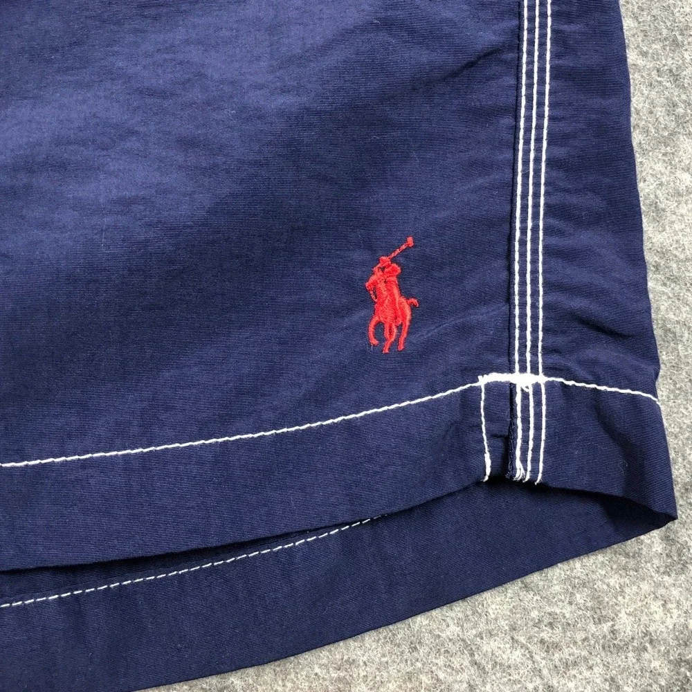 Polo Ralph Lauren Swim Trunks Mens Med Navy Blue Pony Logo Cargo Pocket Classic